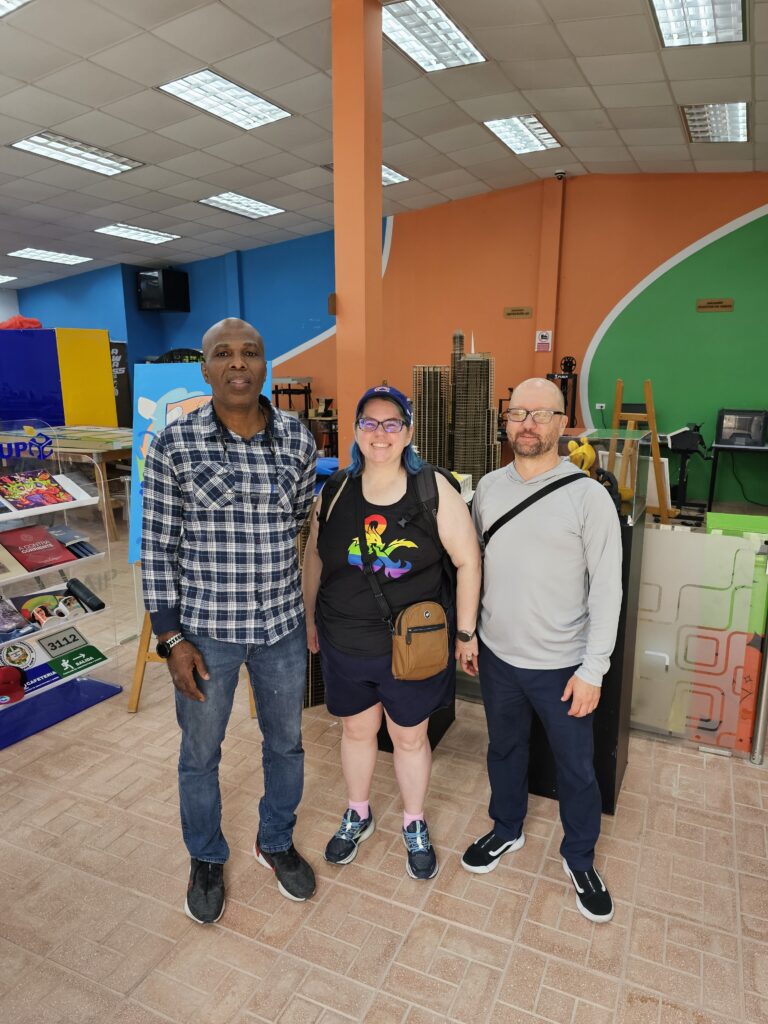 Stephanie and John with the director of the makerspace.
